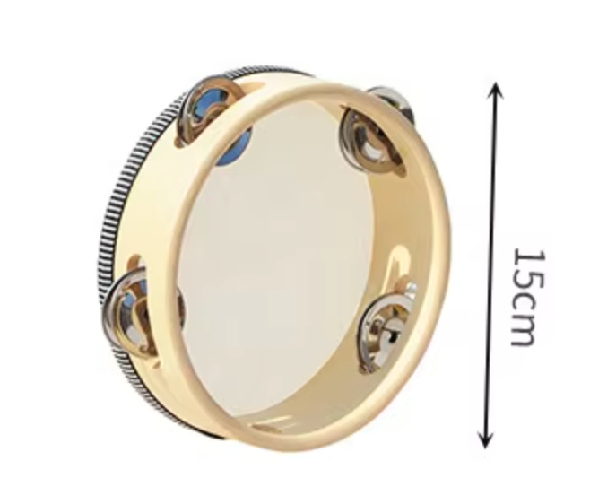 Instrument de musique enfant - jouet en Bois Naturel - TAMBOURIN avec cymbales