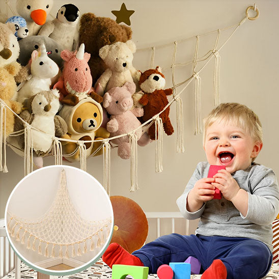 Rangement pour peluches | Filet Triangulaire Bomac™ Hamac en macramé esquis pour le rangement des peluches