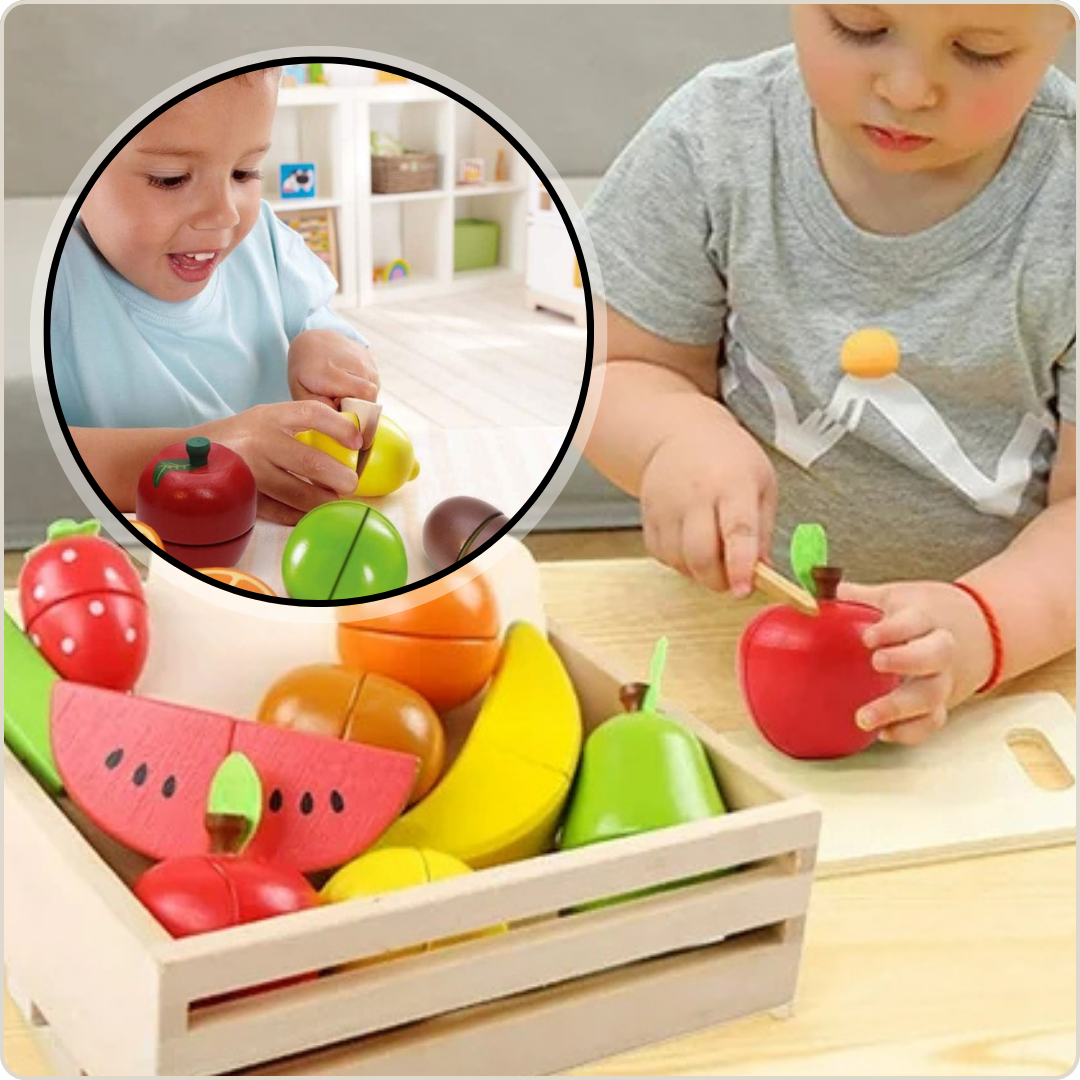 Jouet en bois pour cuisine | BoisMiam⹠Panier de fruits à découper