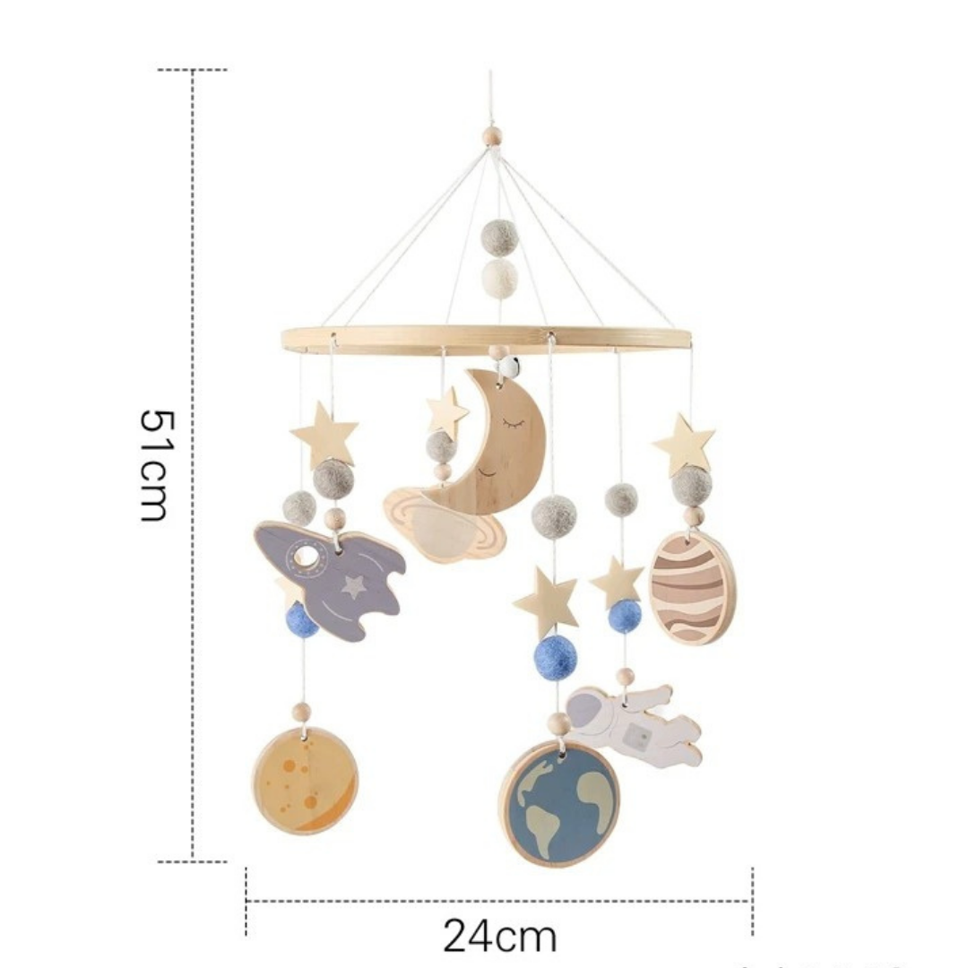 Mobile de lit *VOYAGE DANS L'ESPACE* Décoration Douce et Apaisante pour Bébé