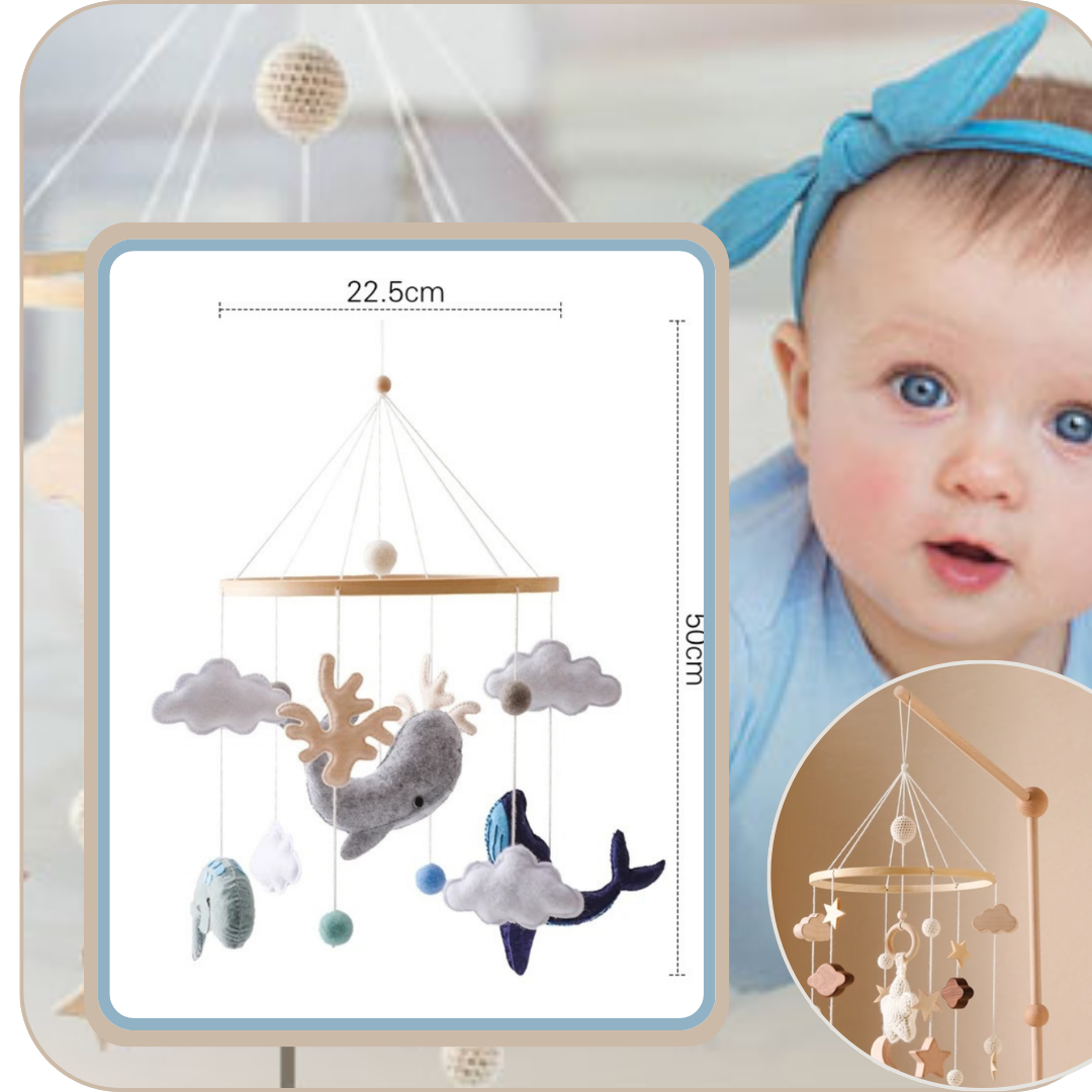 Mobile de lit *MONDE DES BALEINES* Décoration chambre de bébé Nature Chic Boho Douce