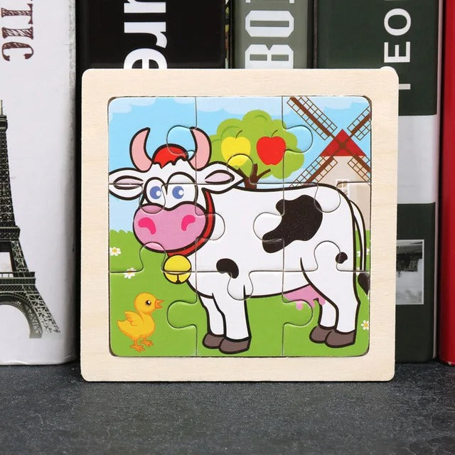 Puzzle Bois Bébé 11x11cm - à LA FERME - 7 images au choix