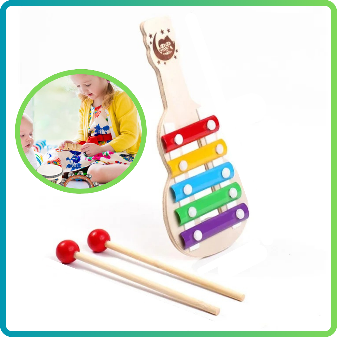 Instrument de musique enfant - jouet en Bois Coloré - XYLOPHONE FORME DE GUITARE