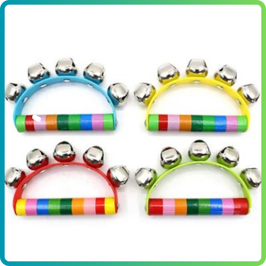 Instrument de musique enfant - jouet en Bois Coloré - GRELOTS SUR POIGNÉE