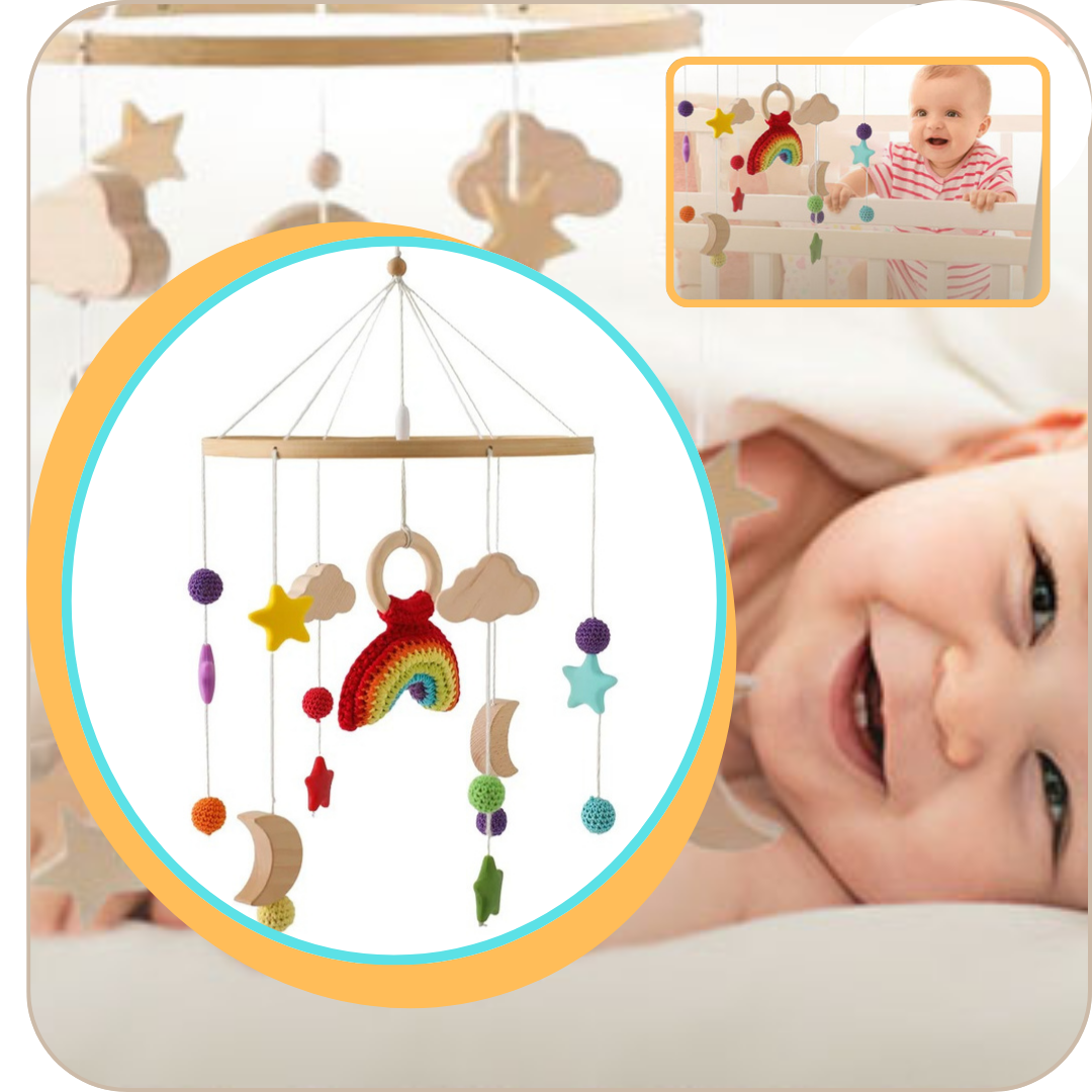 Mobile de lit *ARC-EN-CIEL ÉCLATANT* Décoration pour Égailler le Sommeil de Bébé