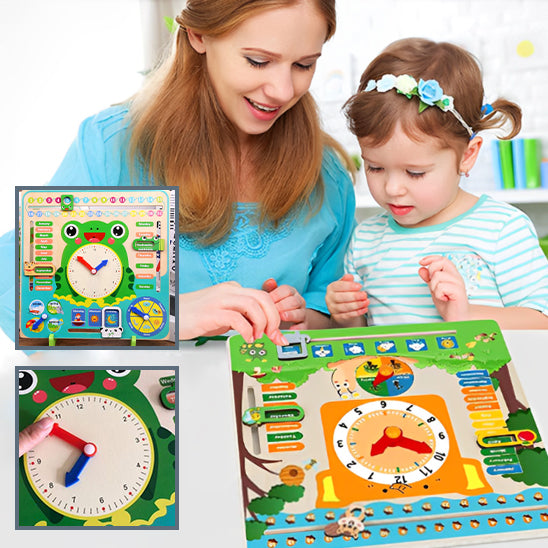 Calendrier & Horloge D'apprentissage En Bois Pour Enfants - Jouet éducatif Montessori Pour Apprendre L'heure Et Les Chiffres !