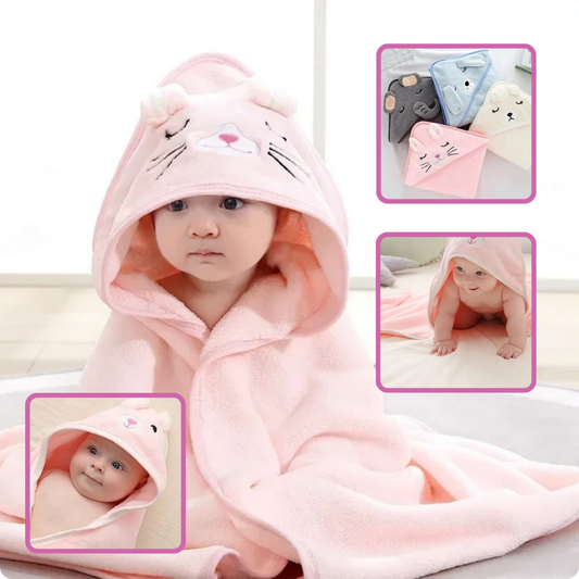 Cape de bain bébé | DadaZoo™ CHAT ROSE