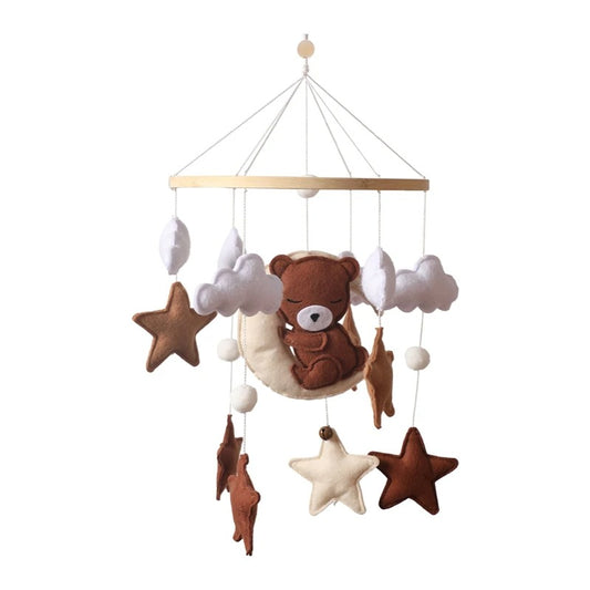 Mobile de lit *OURSON SUR LA LUNE* Décoration douce et étoilé pour la chambre de bébé