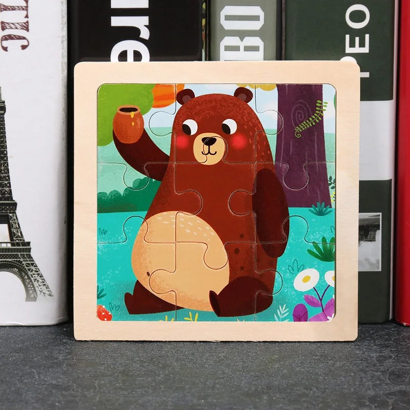 Puzzle Bois Bébé 11x11cm - Dans la Forêt