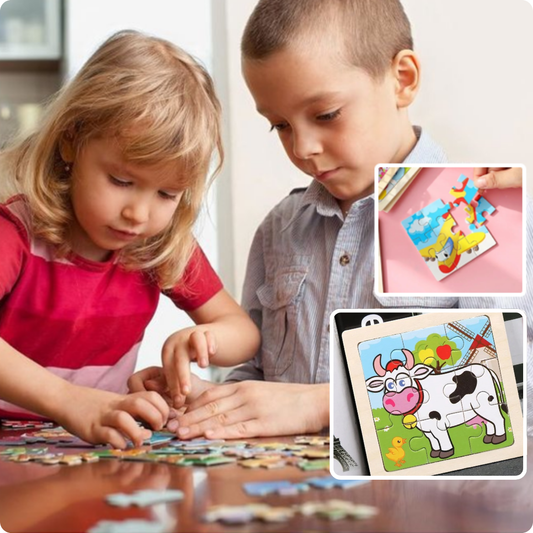 Puzzle Bois Bébé 11x11cm -  À LA FERME - 7 images au choix
