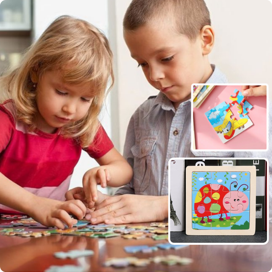 Puzzle Bois Bébé 11x11cm - Nos Amis les Insectes