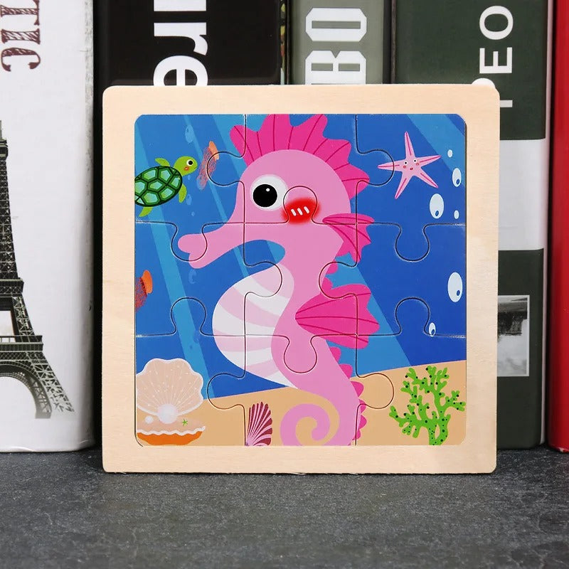 Puzzle Bois Bébé 11x11cm - À la Mer